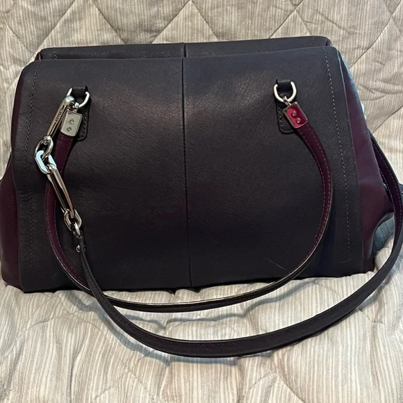Coach Purple Two-Tone Leather Women's Bag - Picture 8 of 13